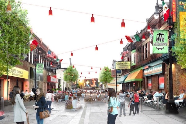Rendering of shared street on Bagley