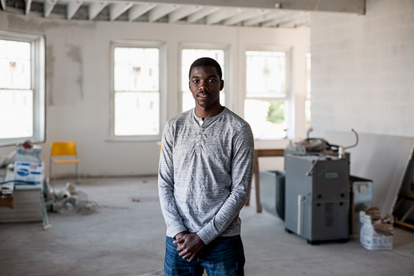 Ezekiel Harris, executive director of MACC Development, inside what would become The Commons, a community space, coffee shop, and laundromat (June 2017)