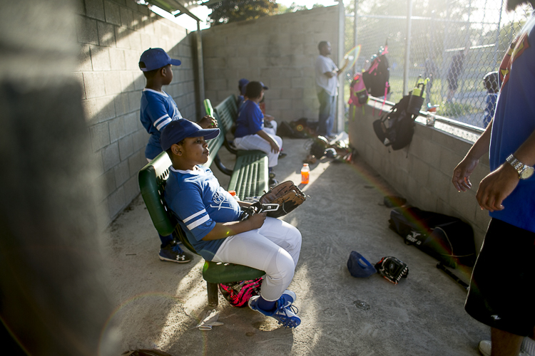 Players in the dugout at Stoepel Park No. 1