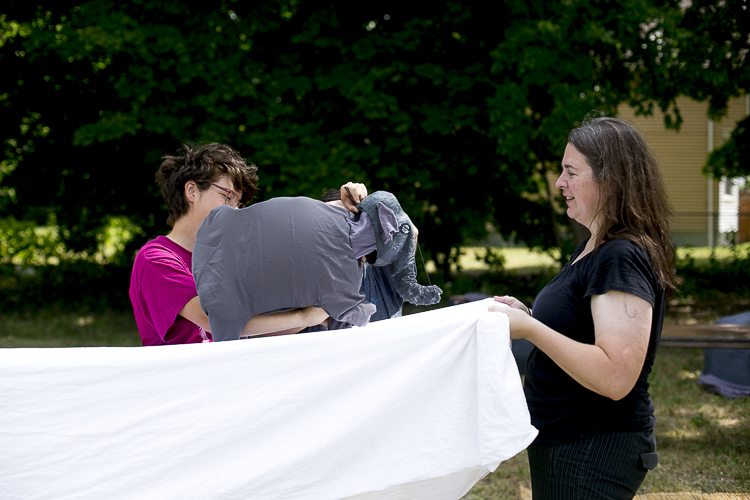 The troupe practices during a rehearsal