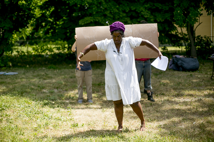 Puppeteer Torri Lynn Ashford performs during a rehearsal