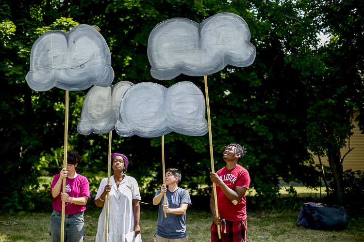 The troupe practices during a rehearsal