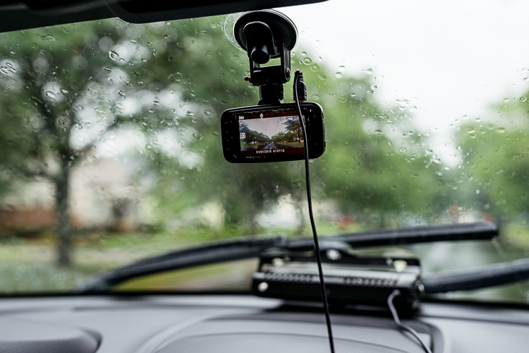 Joe keeps on a dash cam that hangs below his mirror to record their two hour drive.
