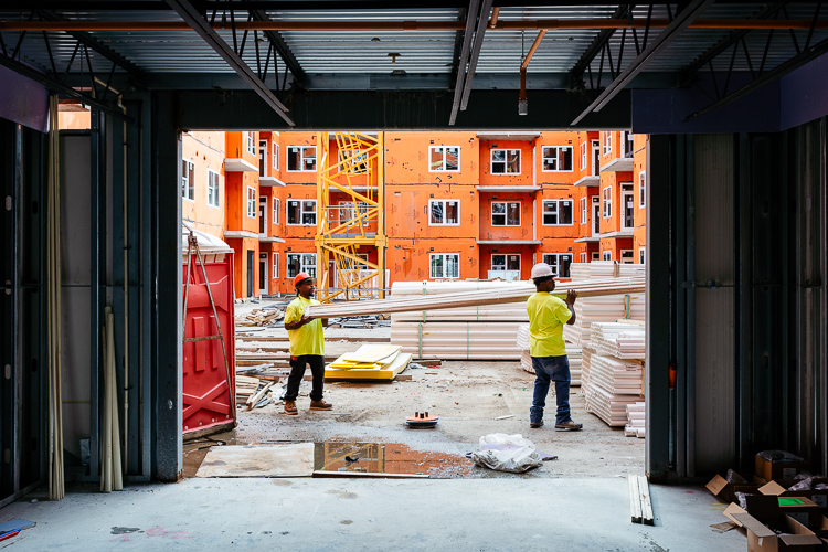 Working at a construction site in New Center