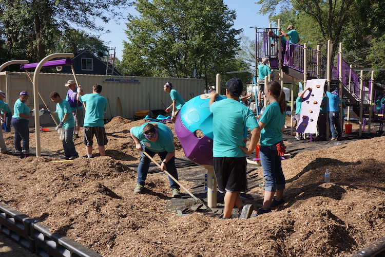 Volunteers helping to build Freedom Path Park