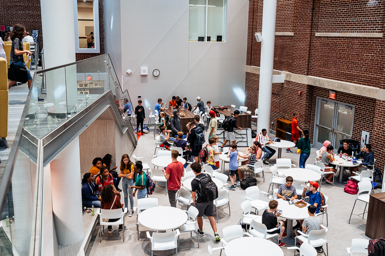 A newly built commons area at Roeper, which promotes students from different classes to interact with each other