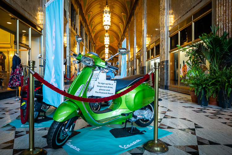 Vespa as part of a pop-up in the Fisher Building