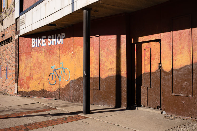 Art in plywood along Jefferson Ave.