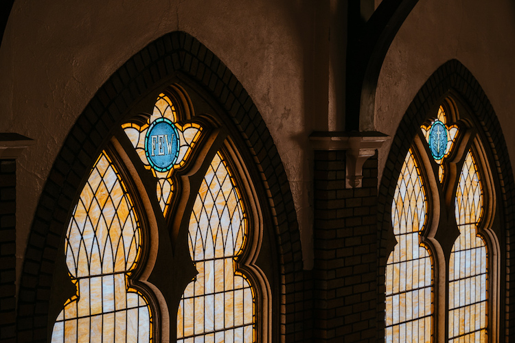 Stained-glass windows at Hope Community Church
