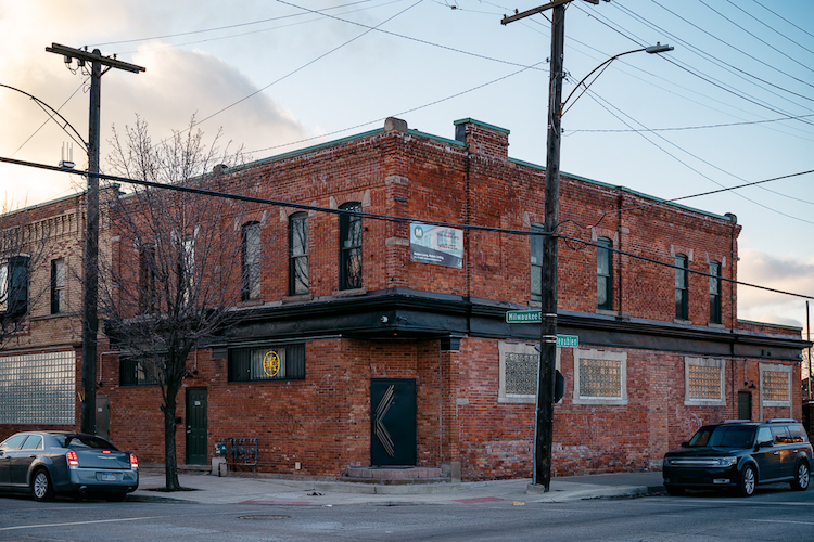 Exterior of Kiesling, a cocktail bar in Milwaukee Junction