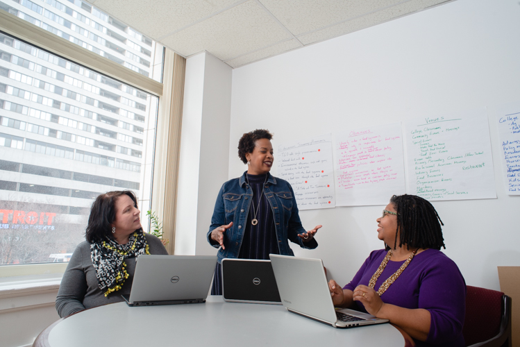 From the Detroit Food Policy Council: Amy Kuras (from left), research and policy program manager, Winona Bynum, executive director, and Kibibi Blount-Dorn, engagement project manager. 