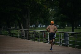 A runner at Lake St. Clair Metropark.