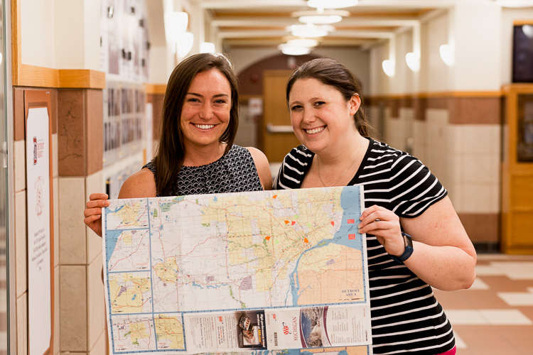 Mary LeAnnais, Assistant Director of the Emerging Leaders Program at UD Mercy, and Molly Sullivan, Coordinator of the Ford Community Corps Partnership.