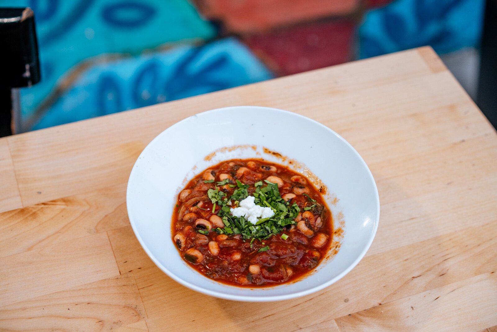 Loubia, a soup made with a stock made from veggie scraps.