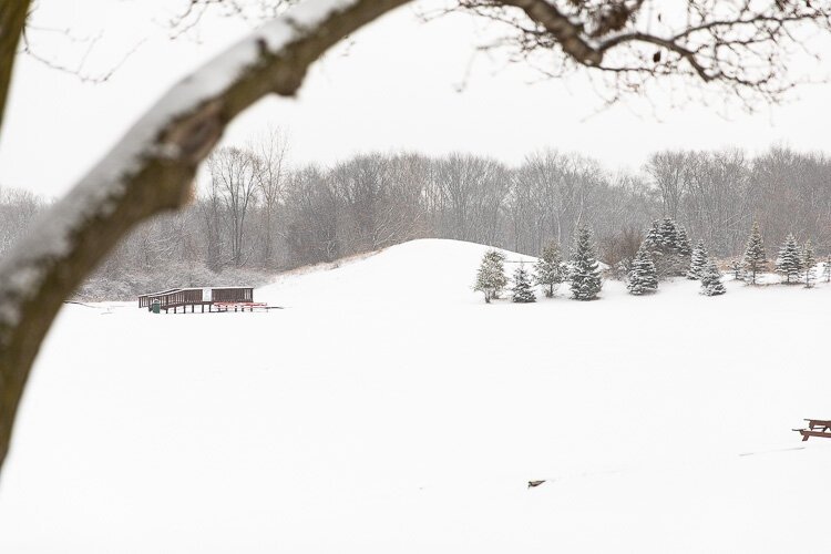 A sledding hill at Patriot Field in Shelby Township.