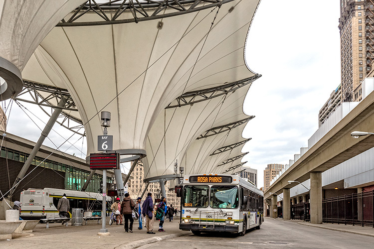 The Rosa Parks Transit Center in Detroit