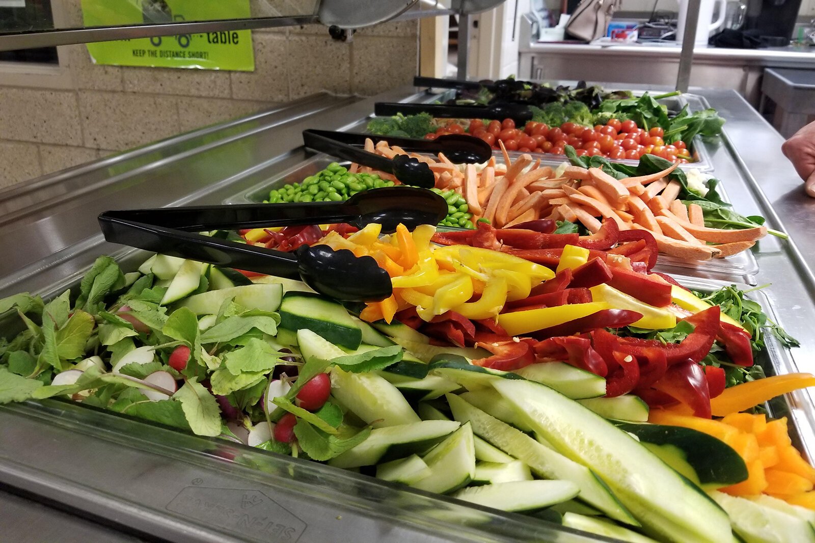 A salad bar in the cafeteria at 10 Cents a Meal grantee Boyne Falls Public School.