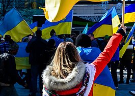 Ukraine, protest, Detroit, Hart Plaza