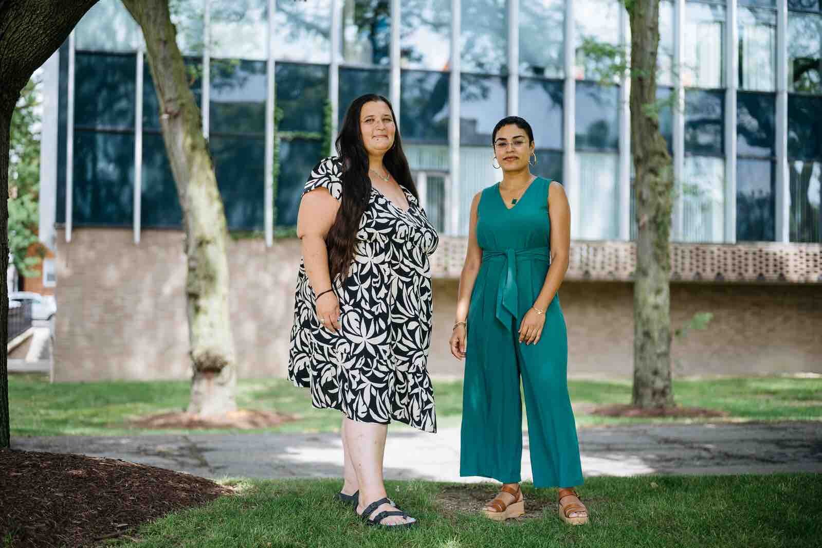 Restorative justice advocates Lauren Fardig-Diop (left) and Angel McKissic