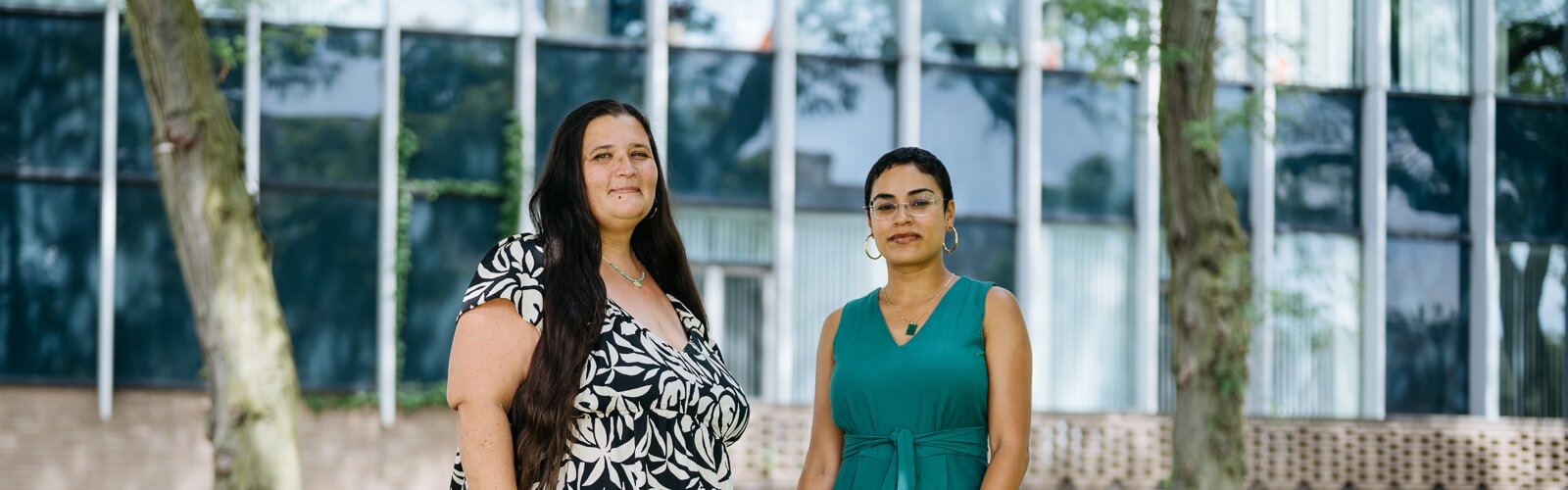 Restorative justice advocates Lauren Fardig-Diop (left) and Angel McKissic