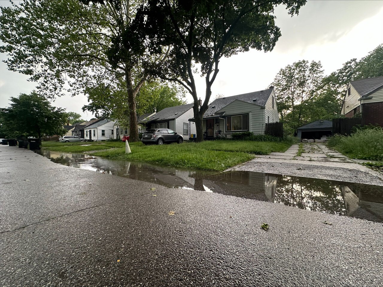Pooling water along Stahelin Ave.  